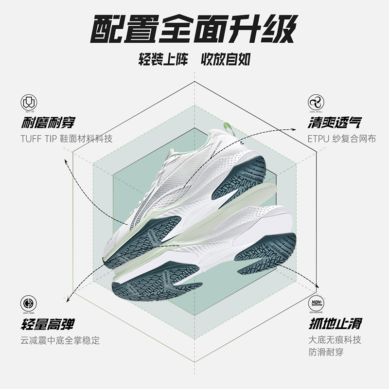 李宁䨻网球鞋：专业运动新选择，男女同款轻量缓震，解锁高端比赛体验！