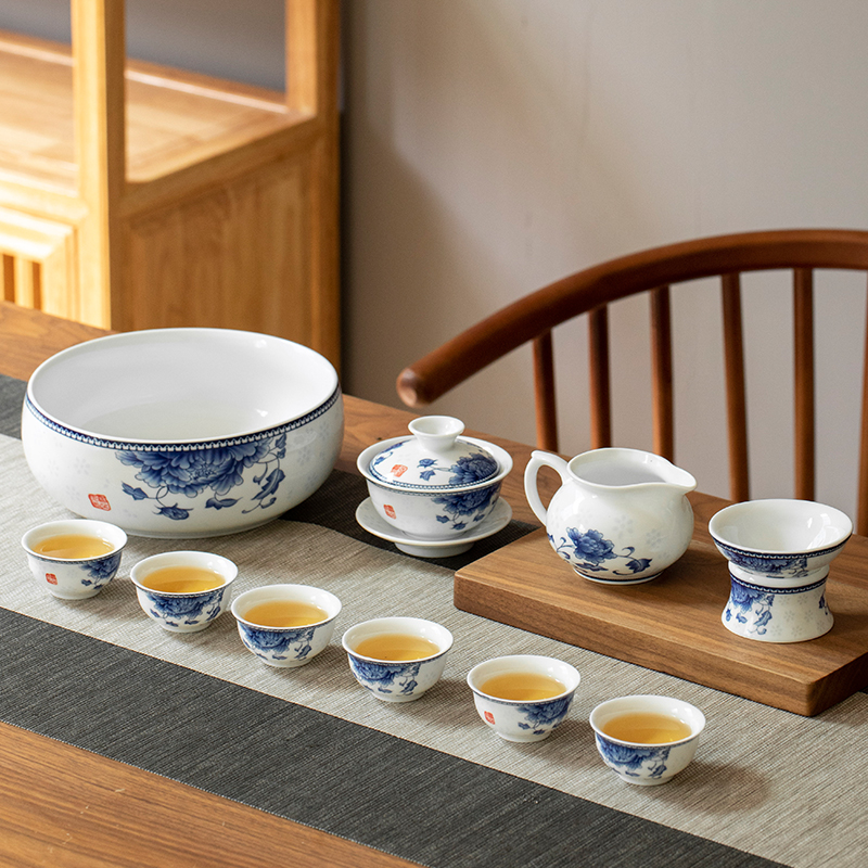 景德镇青花瓷山水盖碗茶杯：品味东方美学的极致享受✨