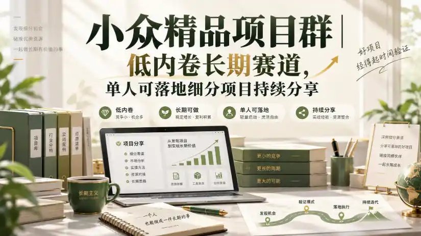 小众精品项目群｜低内卷长期赛道，单人可落地细分项目持续分享