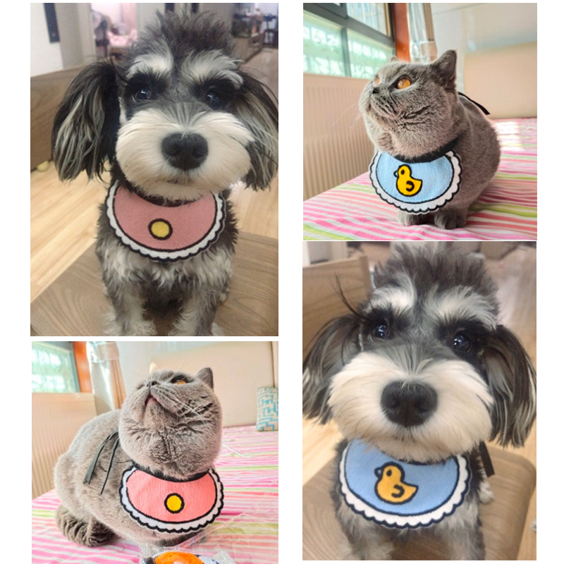 ueue宠物围兜：青色碎花装饰，夏日萌宠必备！