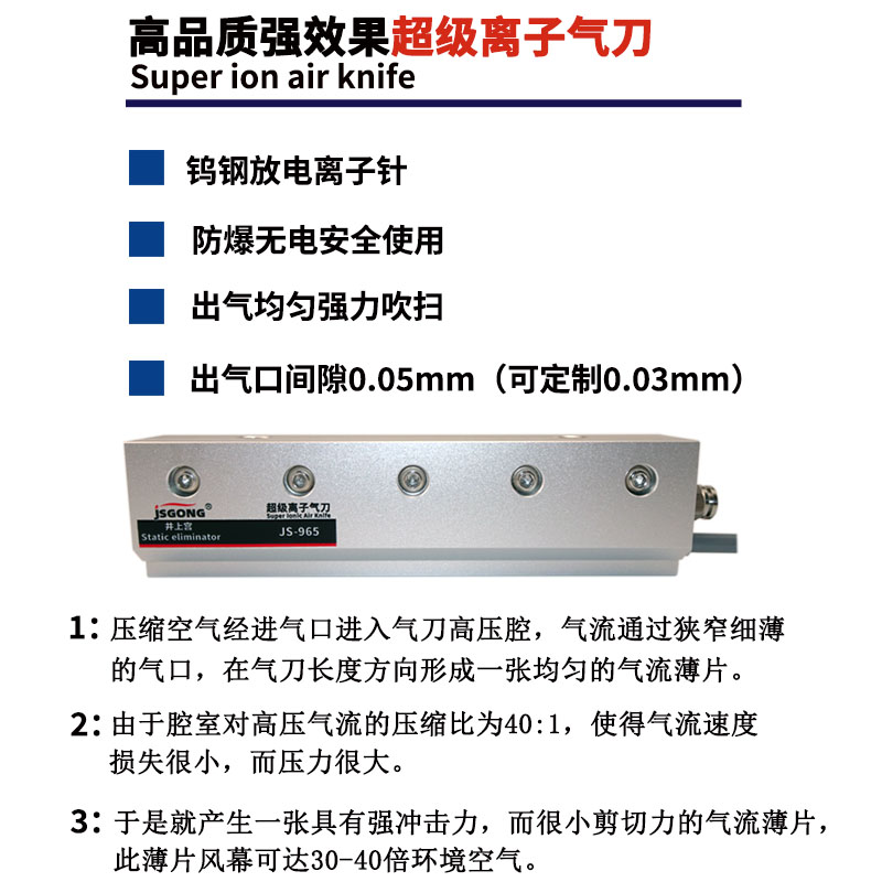 JS-965工业用防静电超级离子气刀：静电消除与除尘的终极解决方案