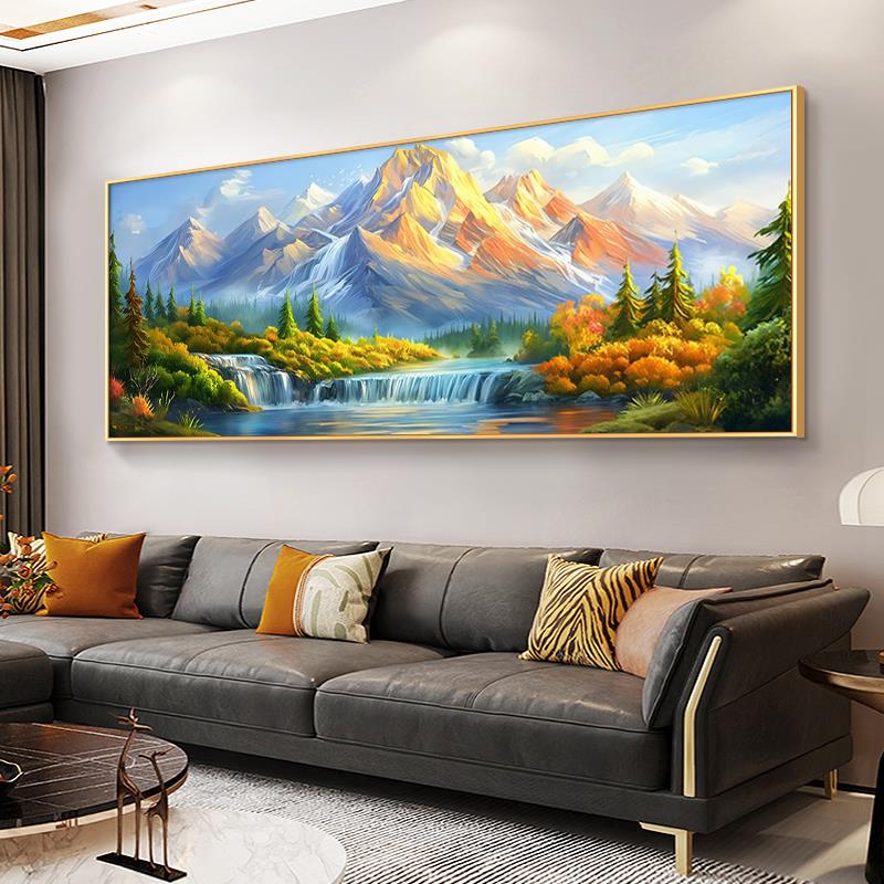 万里长城画靠山图：办公室风水必备，招财山水画，沙发背景墙最佳选择！️