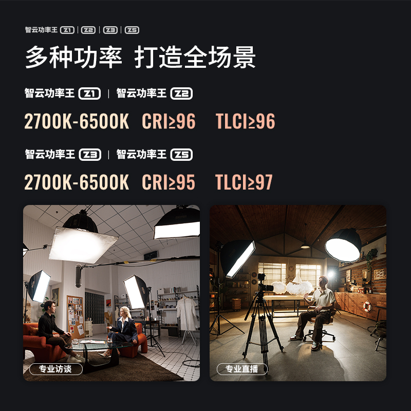 智云功率王Z5绿幕直播补光灯：点亮你的直播与摄影梦想！