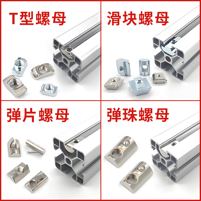 弹片螺母大揭秘：20/3030/404045铝型材定位螺母，国欧标通用后装半圆螺母全解析！