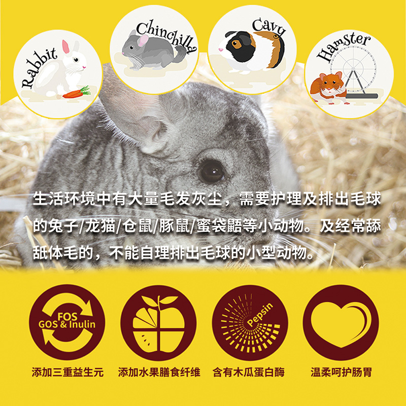 碧甜SWEETBI预防去毛球化毛膏，兔兔龙猫仓鼠的福音！