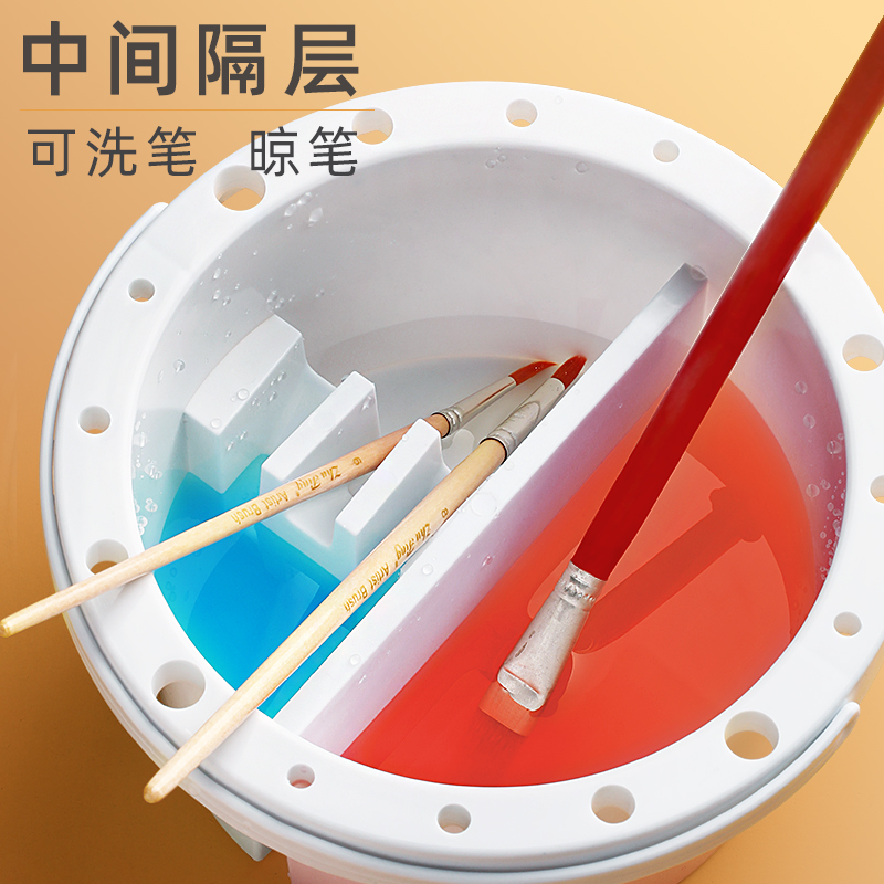 手提式水桶太香了！多功能水彩桶+调色盒+洗笔筒，画师必备神器！