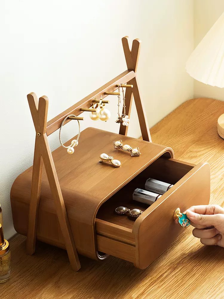 复古化妆镜实木收纳盒：新中式桌面美学，主卧室里的精致收纳神器✨
