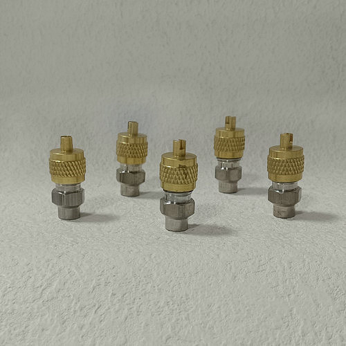 制冷设备不锈钢加液加氟充注阀体2分英制针阀铜帽螺母空调加氟嘴：专业维修必备神器！️