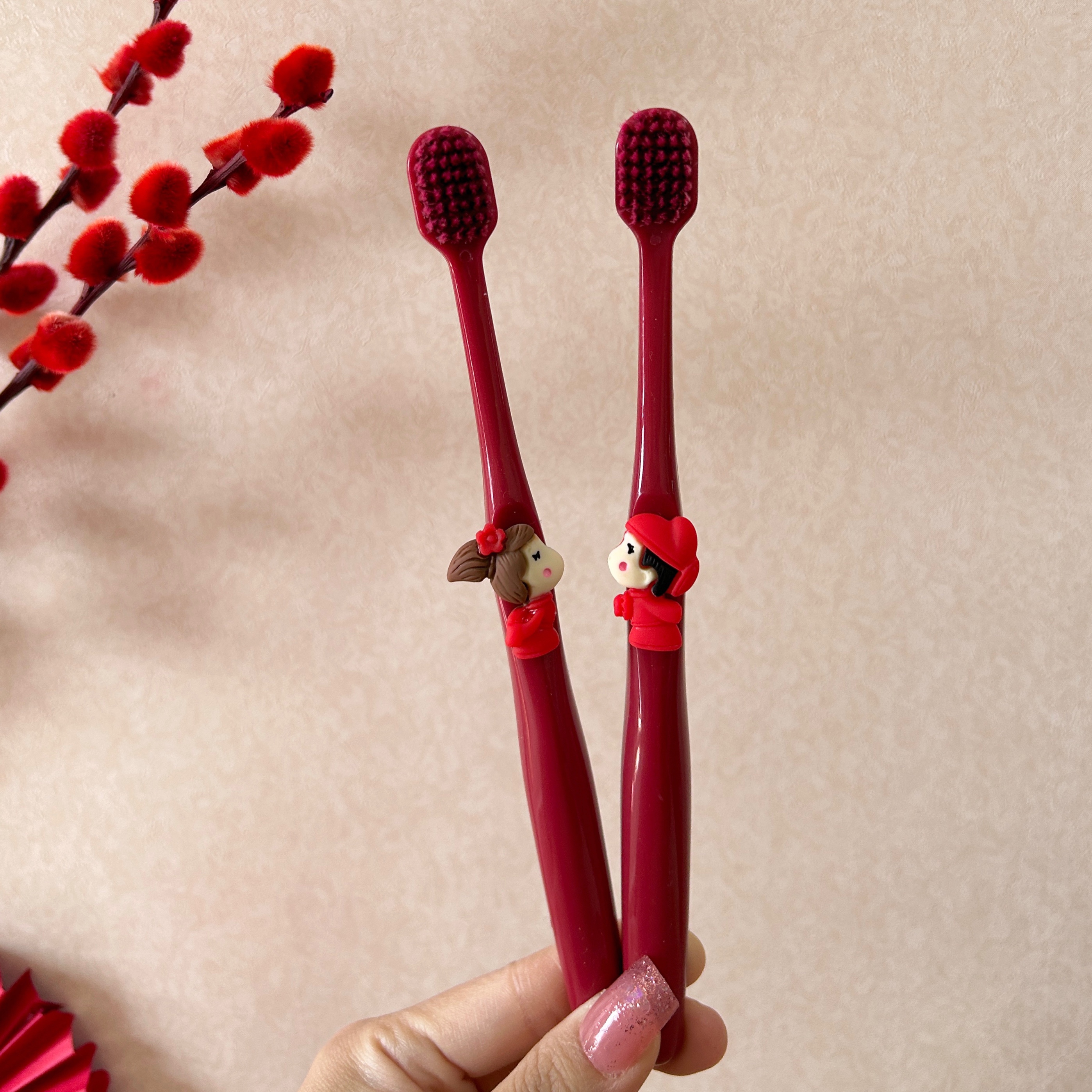 结婚牙刷杯子套装：浪漫红色，开启甜蜜新生活✨