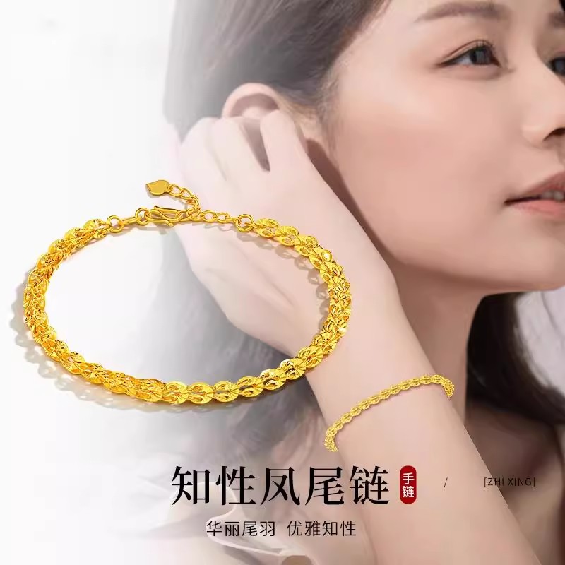 金至福六字箴言黄金手链：古法足金的时尚禅意，你值得拥有！✨