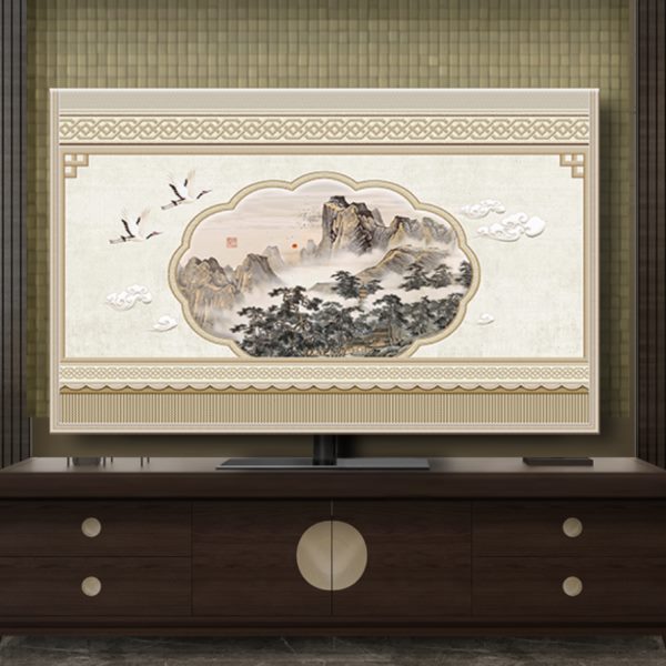 新中式电视防尘罩：55-86寸全尺寸覆盖，中国风国画山水，定制你的专属艺术馆！