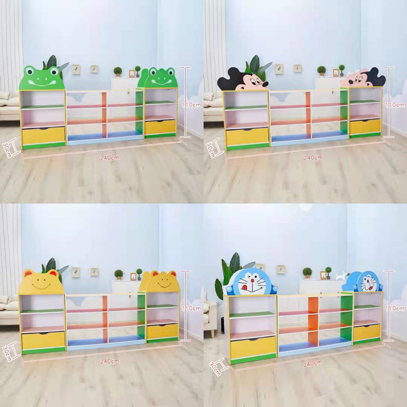 幼儿园托育区角柜转角组合储物柜：小托班娃娃家角色扮演分区柜绘本的秘密基地！