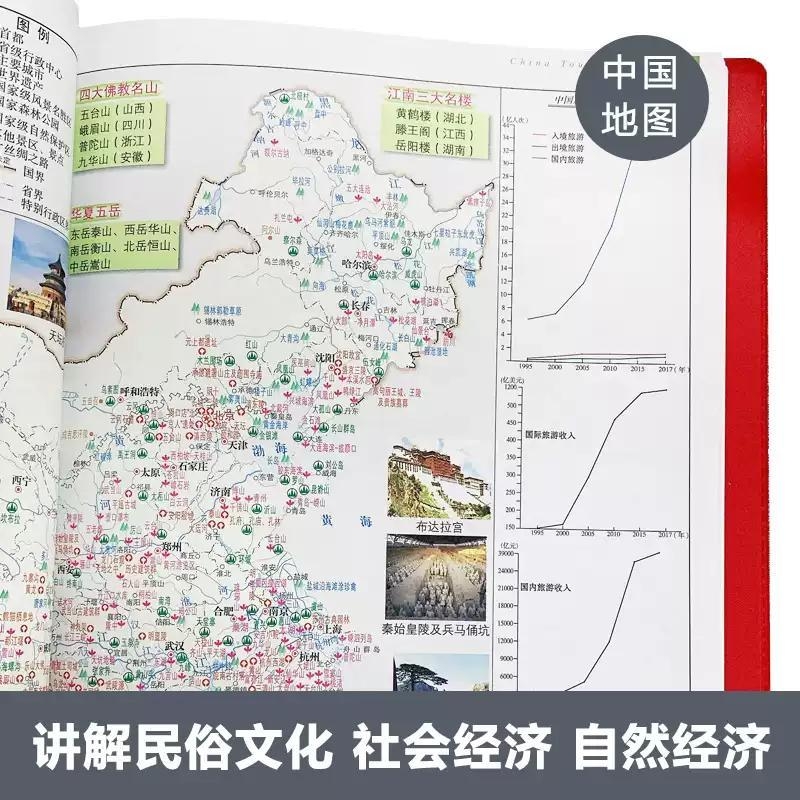 2024新版中国地图册+世界地图册：旅行探险必备神器️