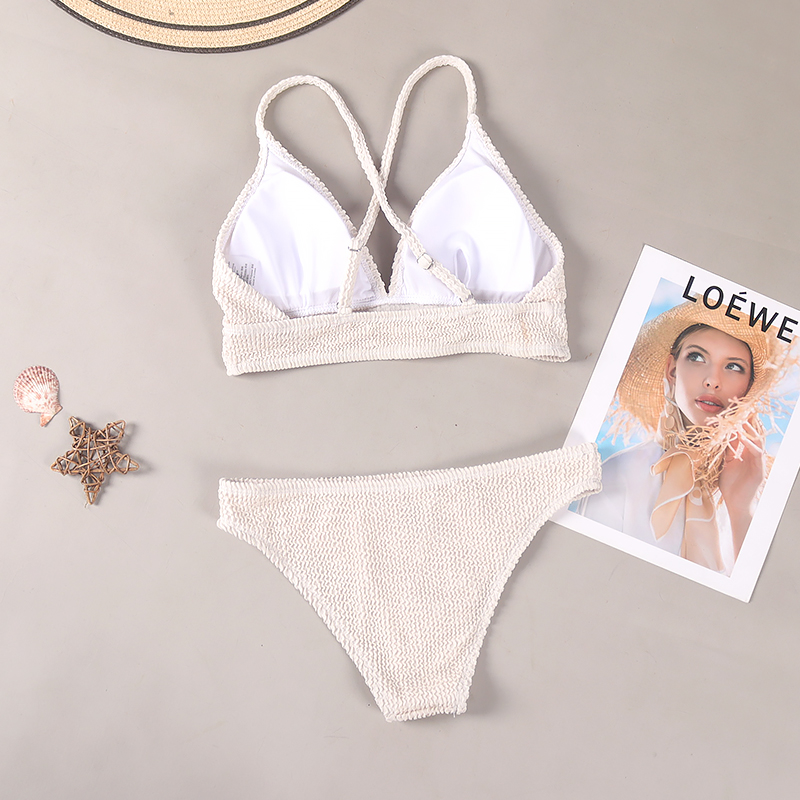 编绳镂空性感系带比基尼：海边沙滩温泉必备，96分体泳装引领夏日潮流！