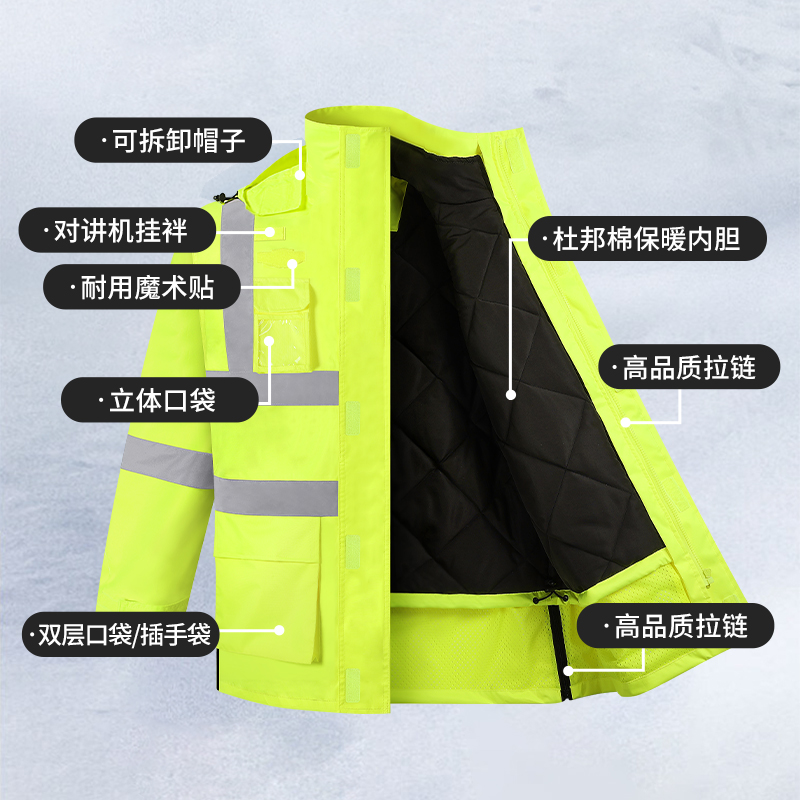 防水防雨雪棉大衣：东北防寒神器，劳保必备，拆卸设计让你四季无忧！