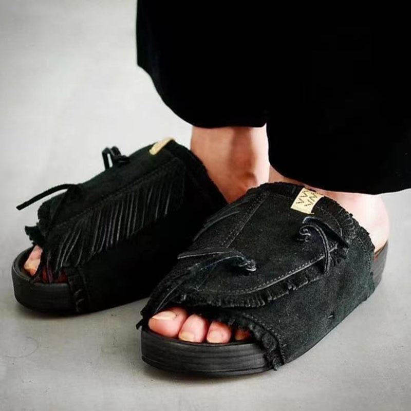 visvim Uncle Gui CHRISTO夏季流苏真皮潮鞋拖鞋！情侣款太绝了！不买真的亏哭