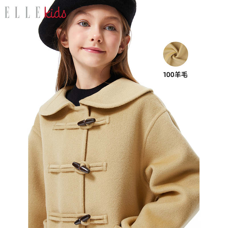 ELLEkids童装羊毛双面呢娃娃领牛角扣外套：宝贝的冬季温暖新宠