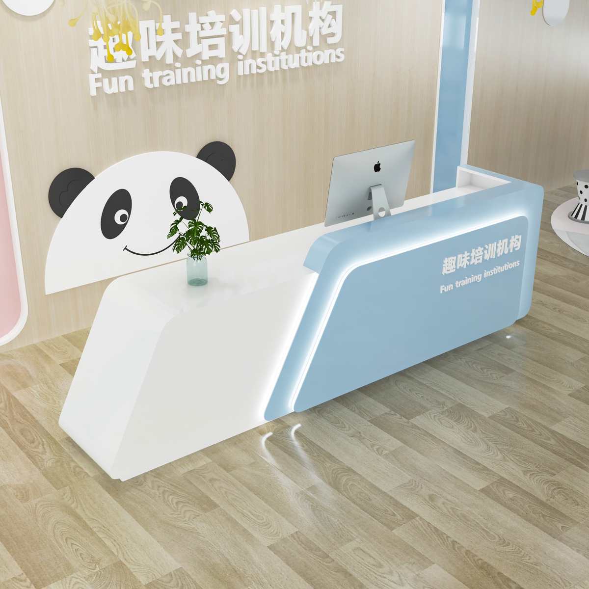 新款烤漆早教中心前台：幼儿园培训学校的卡通造型收银台，母婴店接待台新宠儿！