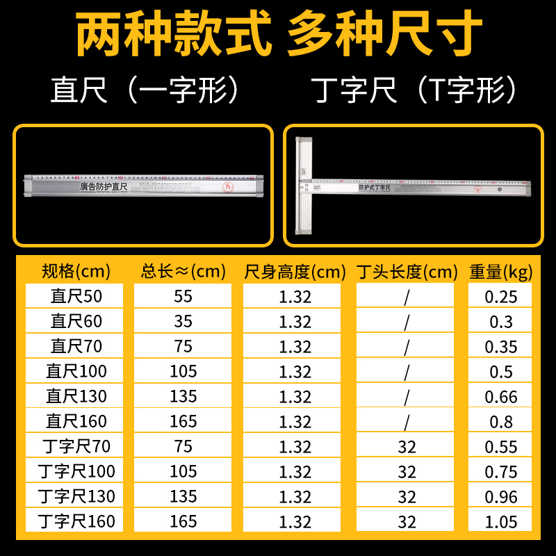 美工裁切神器，铝合金丁字尺护手广告尺，创意设计必备！✨