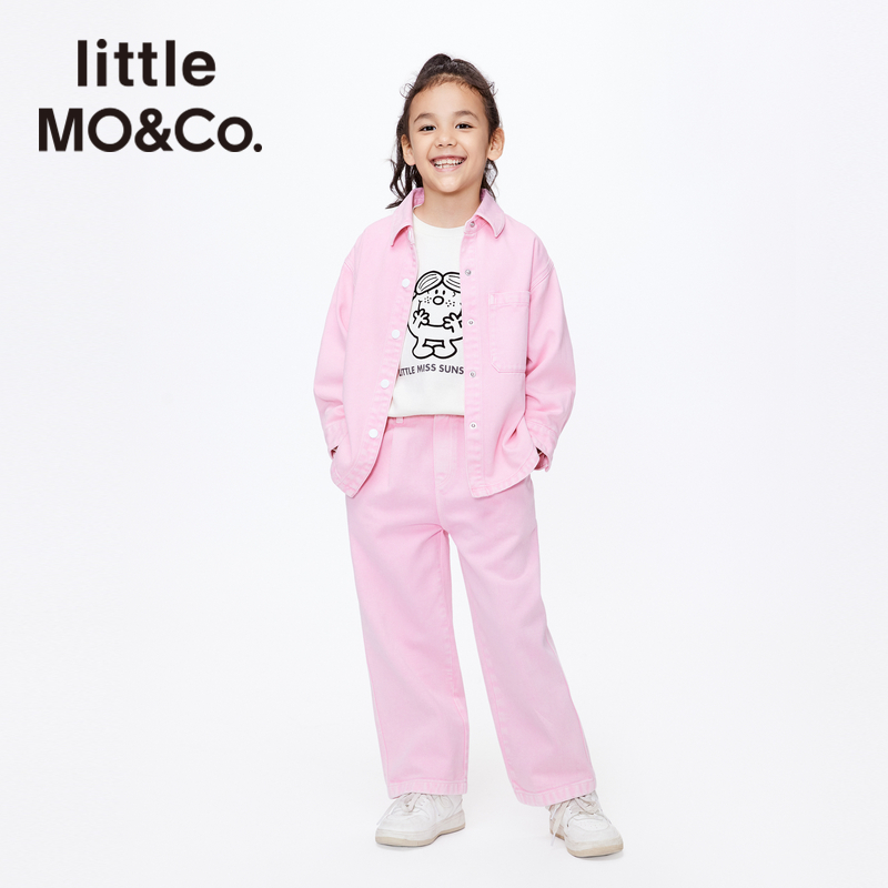 little moco女童粉色牛仔套装：甜美与酷帅的完美碰撞✨