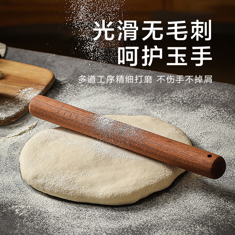 红樱檀木擀面杖：厨房必备神器，让你轻松擀出完美饺子皮！