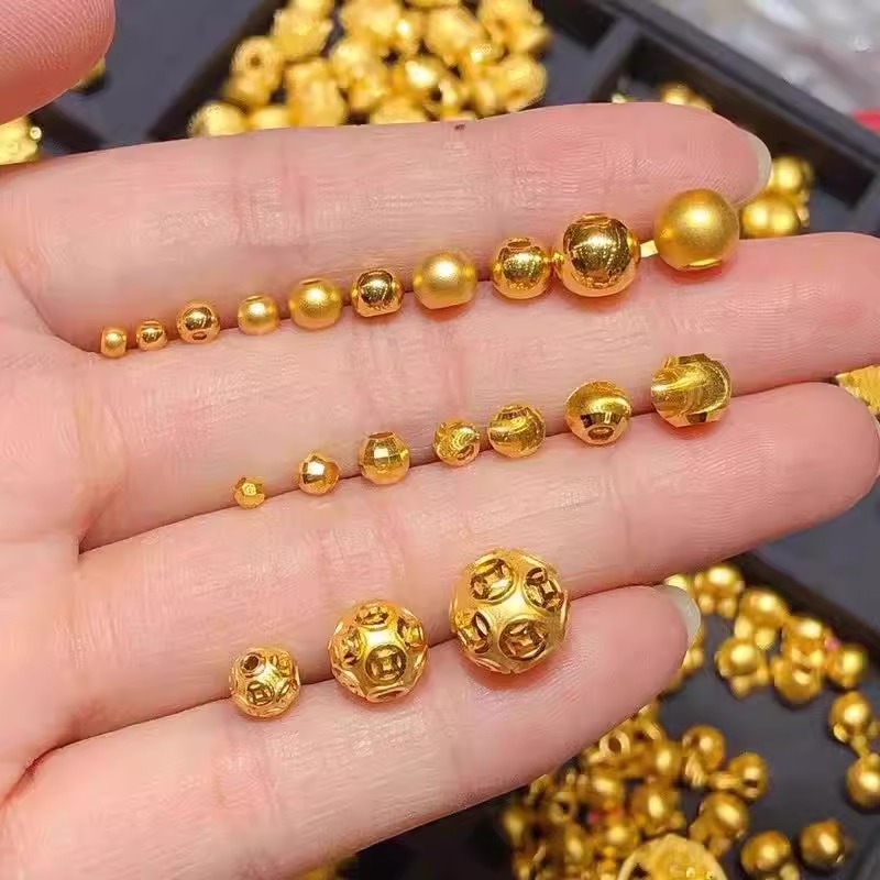 【淘金喜】古法黄金珠子散珠转运珠足金999古法磨砂纯金：穿越千年的幸运符，你值得拥有！