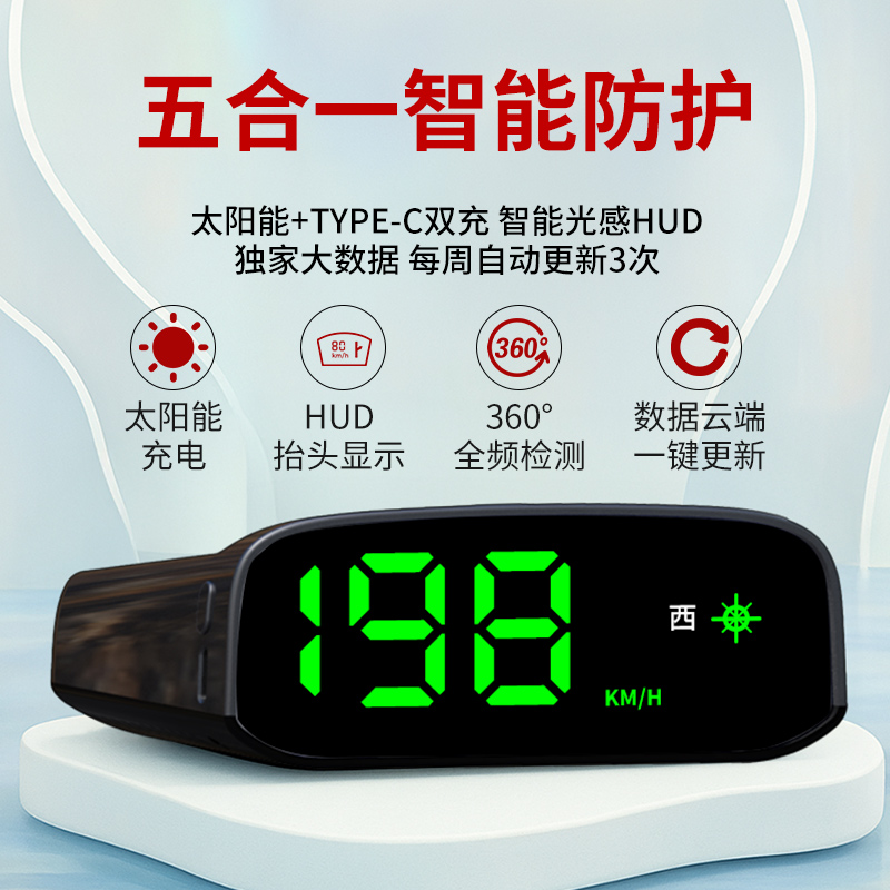 2025新款电子狗无线太阳能雷达测速HUD：炫彩安全驾驶新体验！