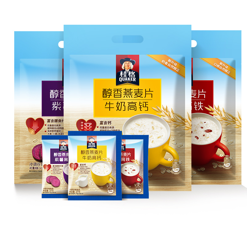 桂格醇香燕麦片：开启元气满满的一天，特浓牛奶独立小包装冲饮新体验