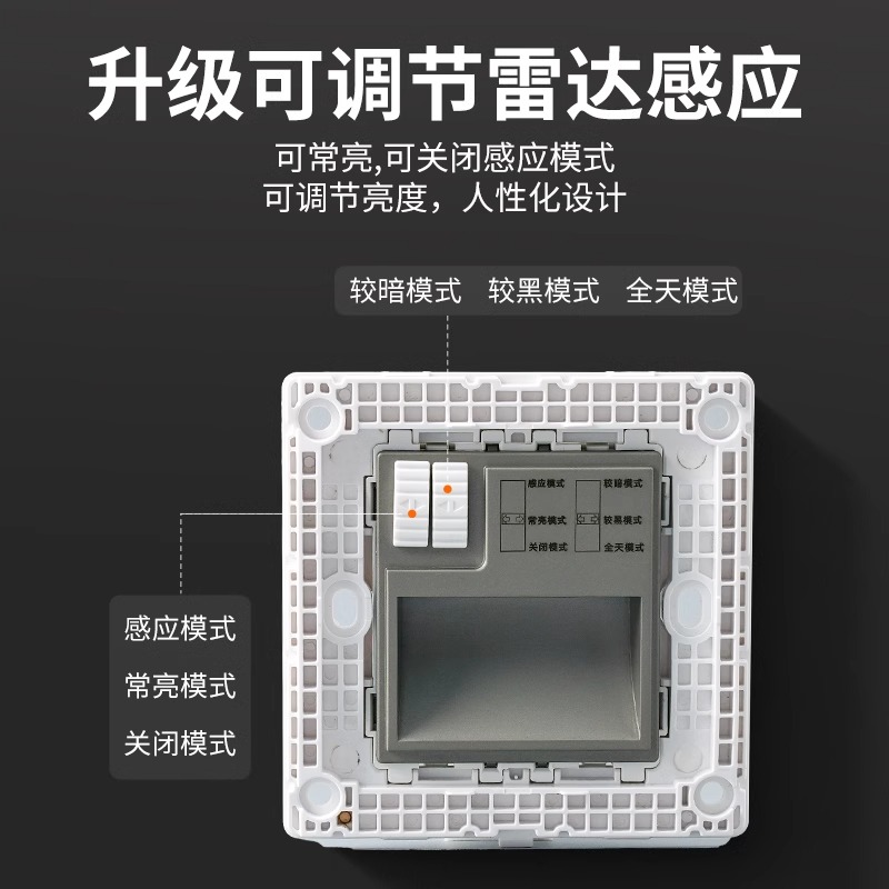 智能可调86型嵌入LED人体雷达感应地脚灯，照亮你的每个夜晚✨