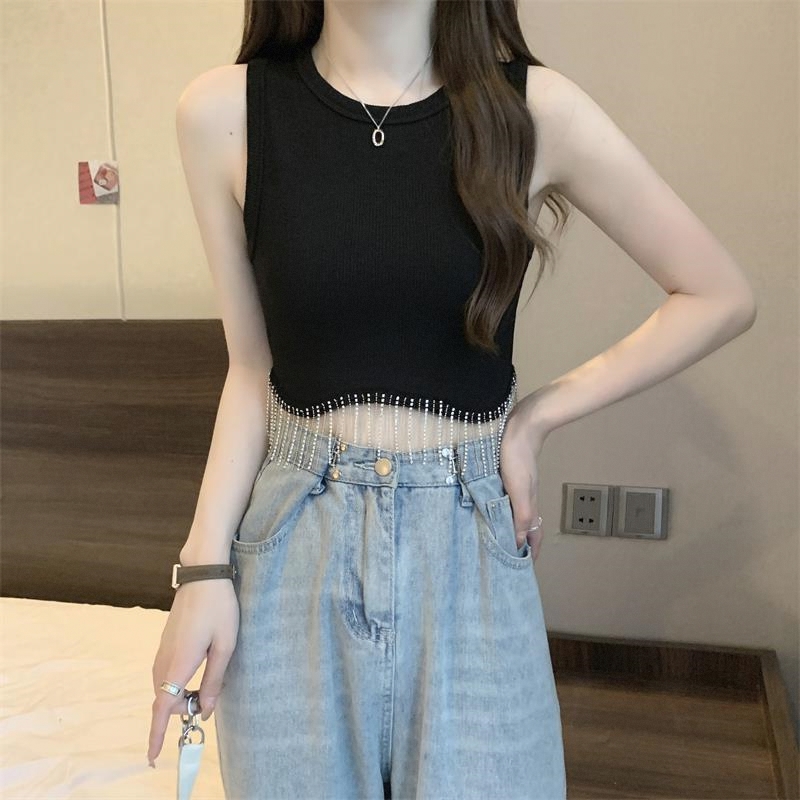新款欧美性感水钻流苏吊带背心，夜店DJ必备舞台神器✨