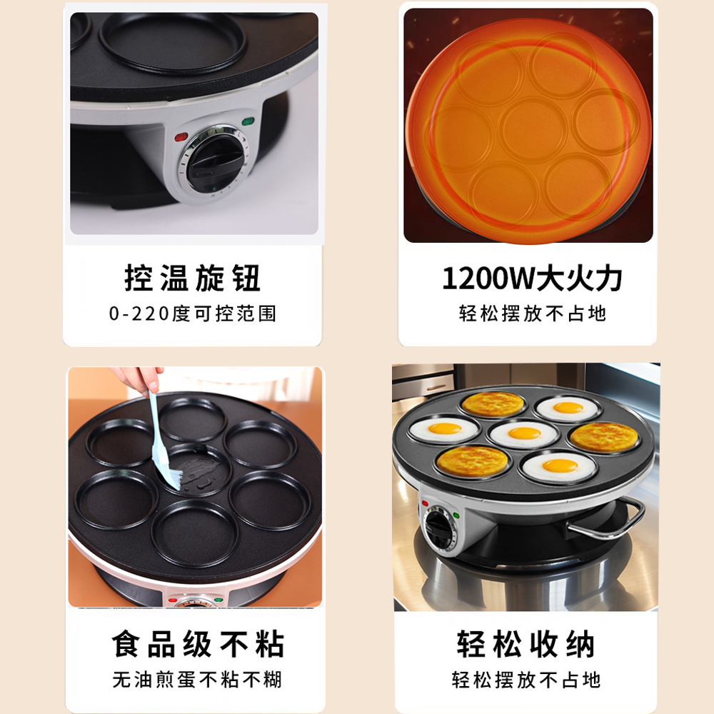 七孔煎蛋锅：解锁烹饪新姿势，爱心蛋饺锅，电磁炉必备神器！