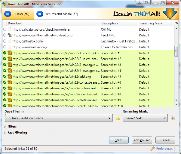 DownThemAll!2.0.1 Beta 1