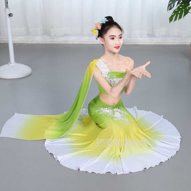 傣族舞蹈演出服：孔雀舞裙，西双版纳风情，鱼尾舞裙，艺考必备
