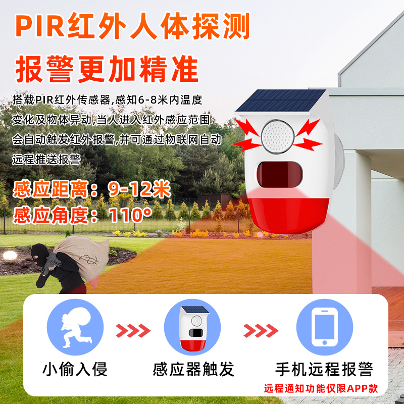 露营必备神器：红外人体感应超大声报警器，野兽防水太阳能电子狗！️