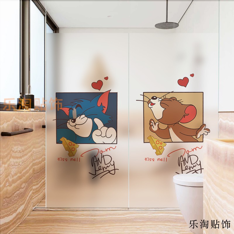 卡通窗户磨砂玻璃贴膜：浴室门防走光贴纸神器，保护隐私又不失趣味！
