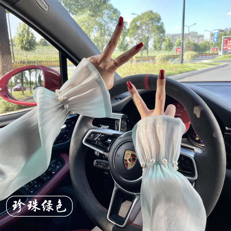 防晒袖套女夏蕾丝冰袖2025新款防紫外线开车宽松手套薄款冰丝手袖，夏日防晒新时尚，让你美美哒！
