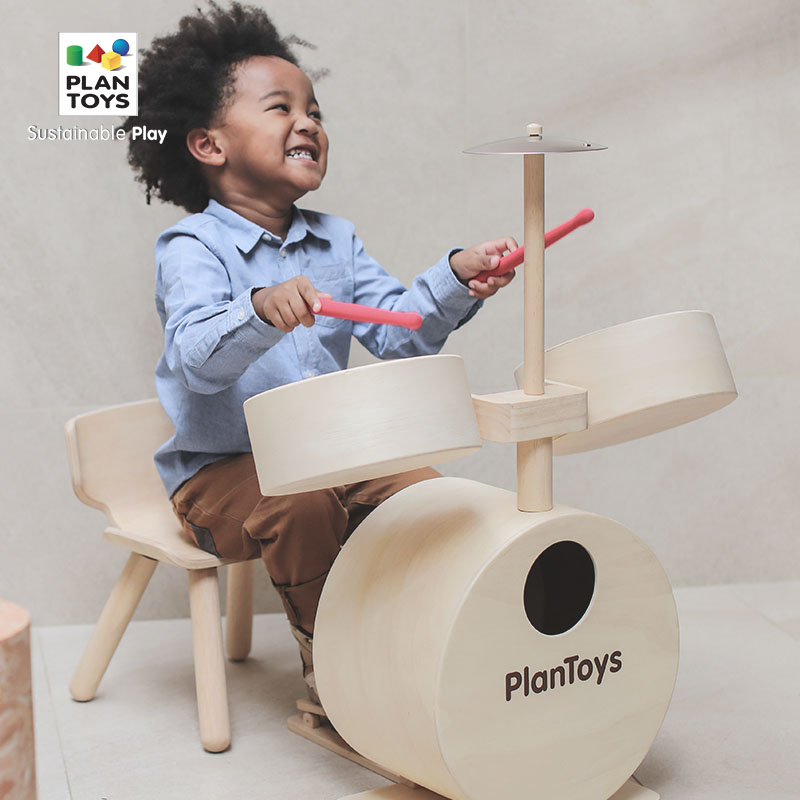 进口Plantoys 6440原木架子鼓：让孩子敲响音乐天赋的敲门砖！