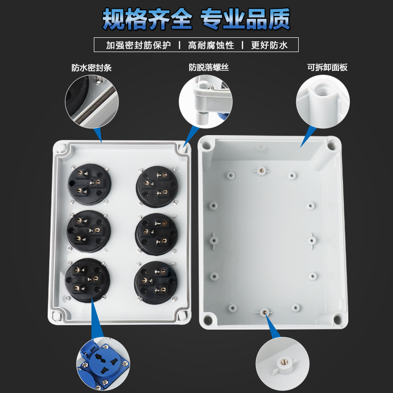 户外防水插座16A三五孔10A接线面板盒220V工业防雨墙壁明装电源箱：户外用电新守护神⚡️