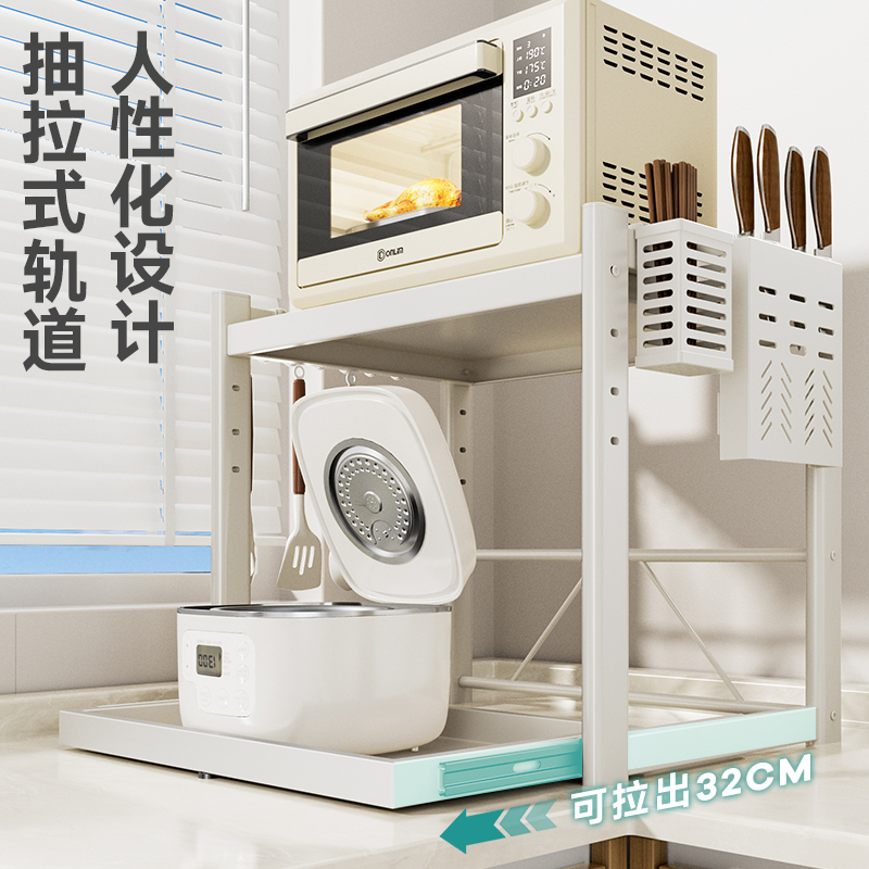 微波炉分层板置物架：厨房台面调味料收纳神器，多功能家用电饭煲烤箱架子大揭秘！