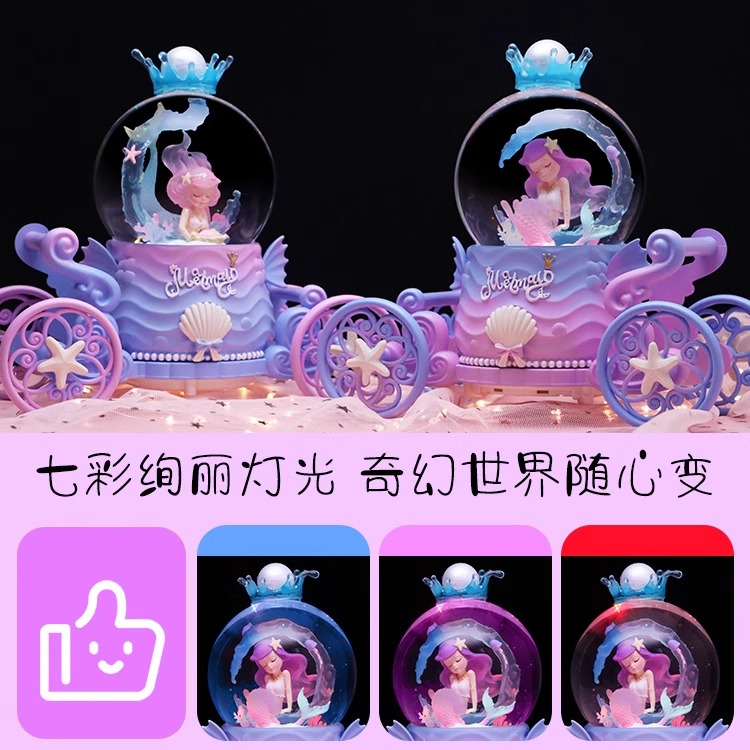音乐八音盒旋转飘雪芭蕾公主水晶球：送给女孩的梦幻生日礼物