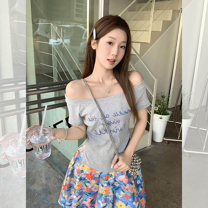 莫代尔辣妹一字领短袖T恤！显瘦又性感，内搭外穿都绝了！