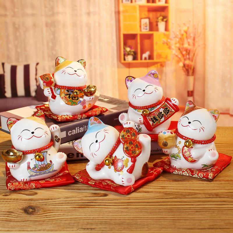 陶瓷招财猫存钱罐：年年有余的吉祥摆件，店铺开业必备送礼神器！