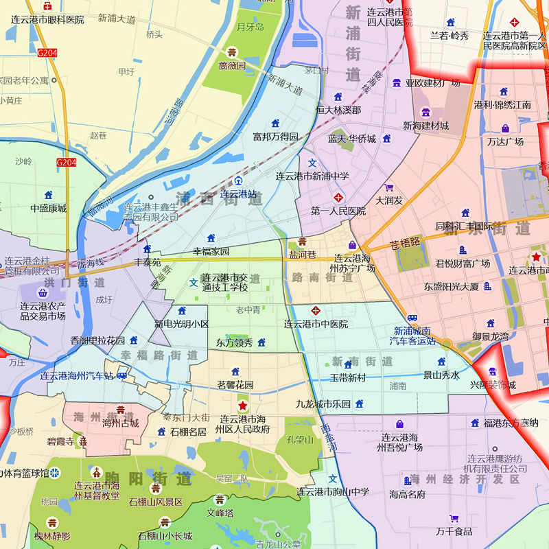 海州区地图高清写真布：江苏省连云港市的地理宝典