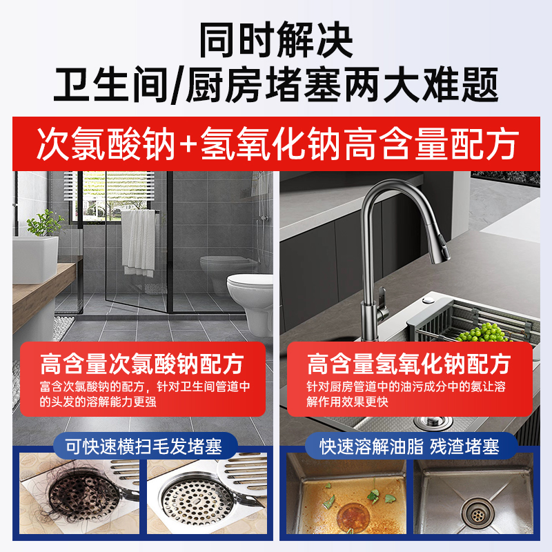 管道疏通剂：厨房厕所的清洁救星，疏通堵塞无死角！