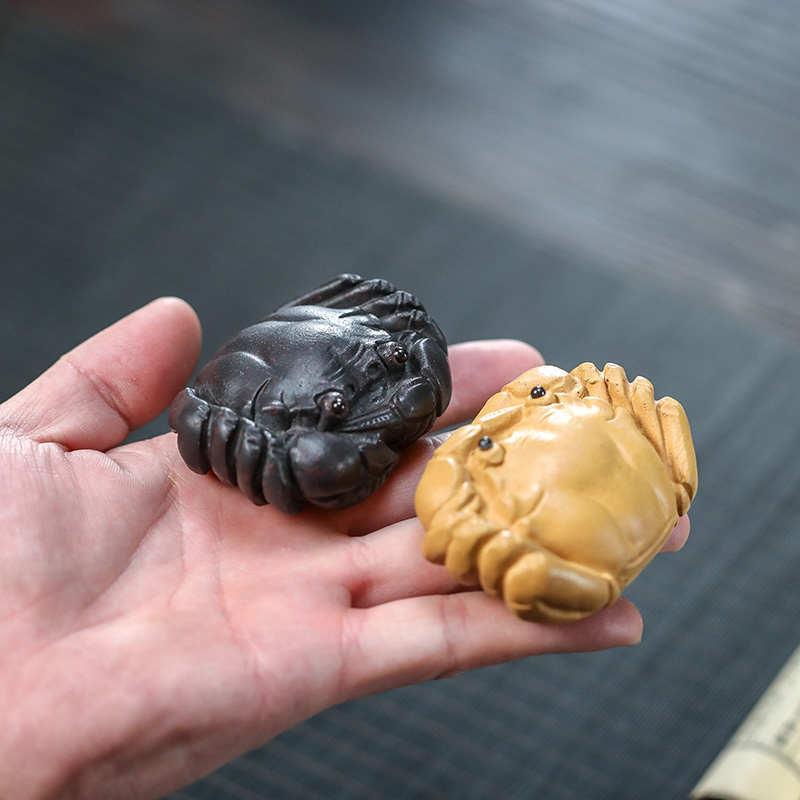 手工原矿宜兴紫砂茶宠螃蟹摆件：八方来财，大红袍创意大闸蟹茶盘茶具，收藏级艺术品！