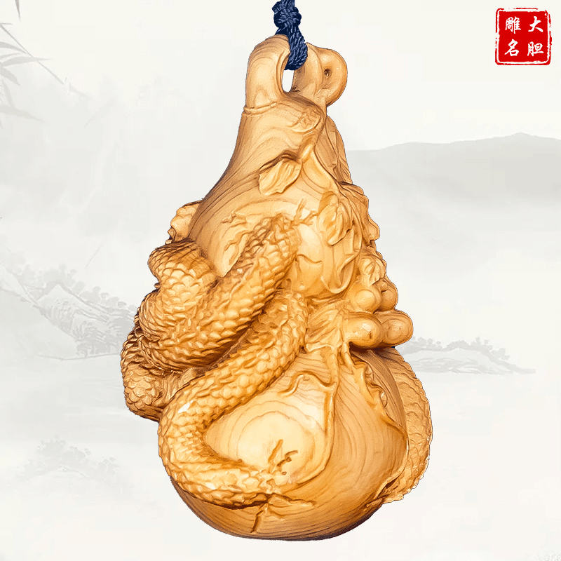 金丝楠木龙头葫芦福禄手把件：传统与现代碰撞的艺术品，你值得拥有的天然实木盘玩好物！