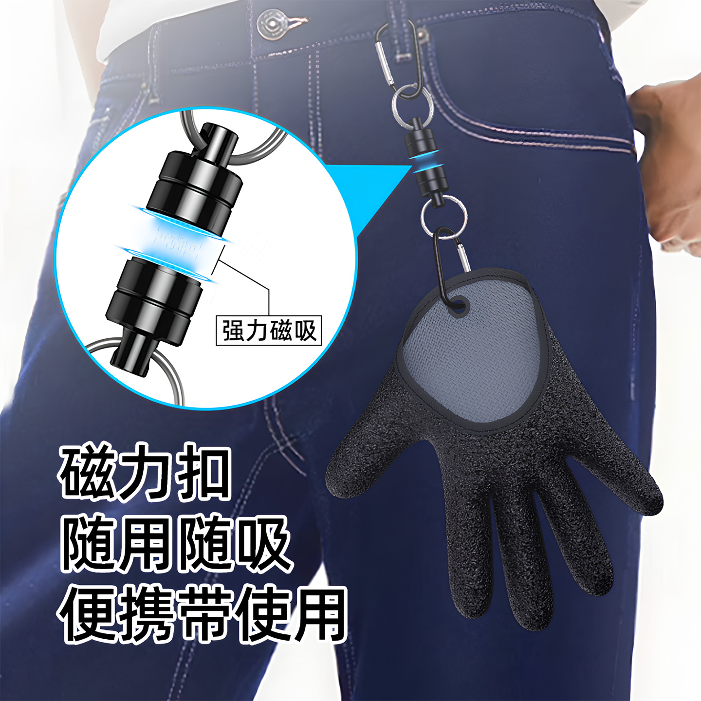 特大码抓鱼手套：海边垂钓必备神器，再也不怕被鱼刺伤！