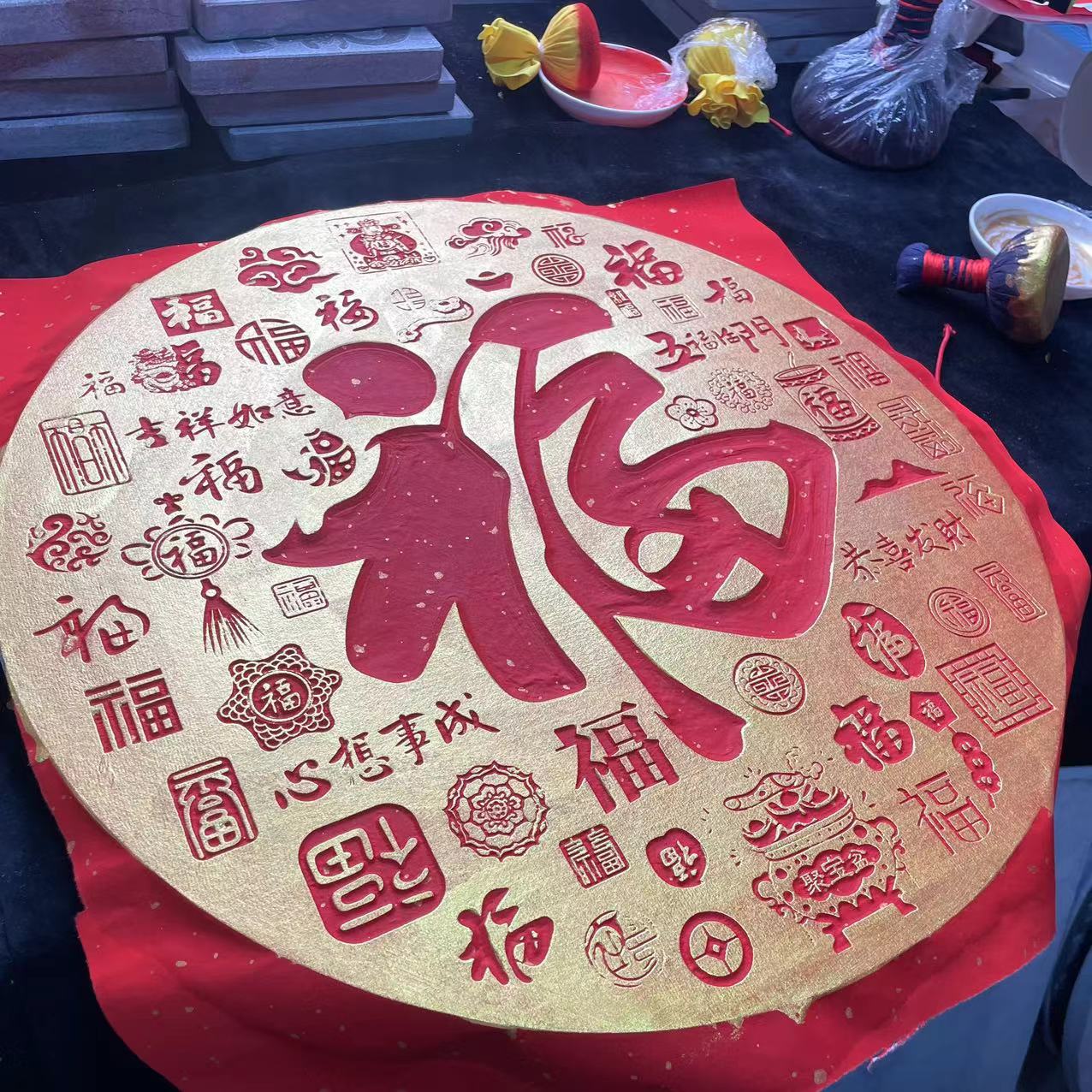 传拓研学：百福祥云图拓片，解锁中式装饰新潮流！