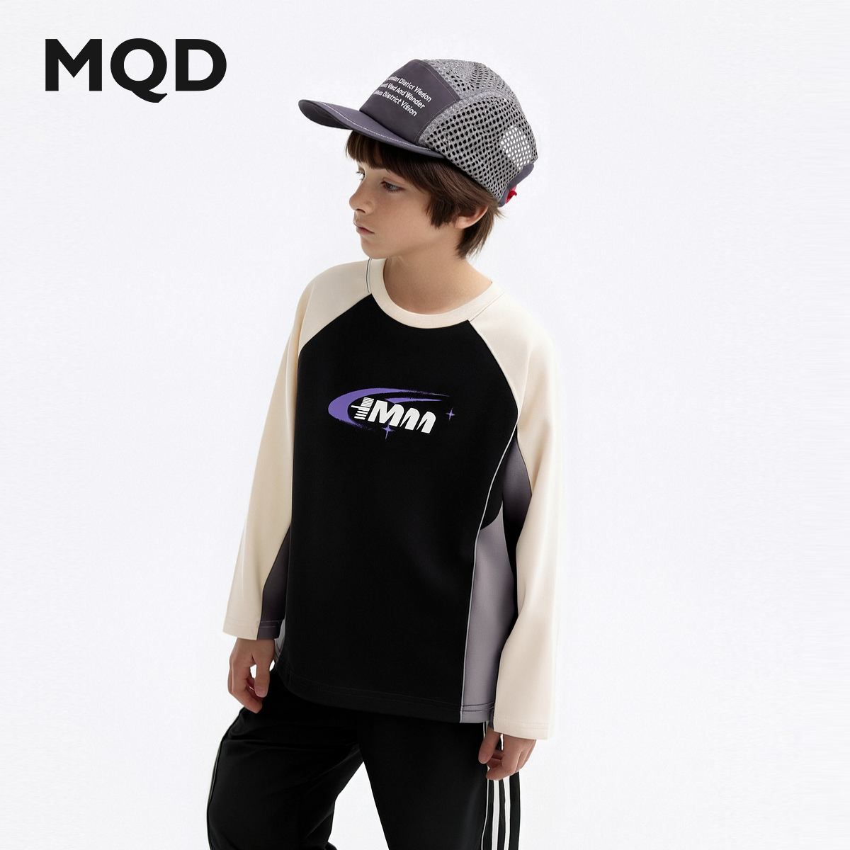 秋日潮流新宠！MQD撞色长袖T恤，男女童同款，街舞晕染风来袭！✨