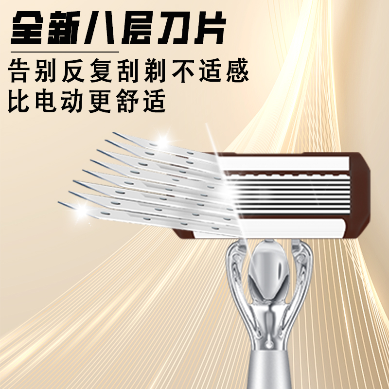 手动八层刀片剃须刀：复古风潮刮胡子神器，男士必备神器！刮胡刀界的王者